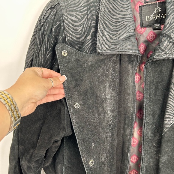 Vintage Byrne's & Baker Jacket Womens M Black Leather Suede Moto Zip Up I - Picture 2 of 4